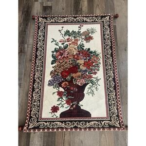 Bombay Company Floral Flowers in Vase Tapestry Wall Hanging